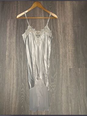 Vintage Enchanting Satin Slip Dress Medium Lace Trim Lingerie Y2K